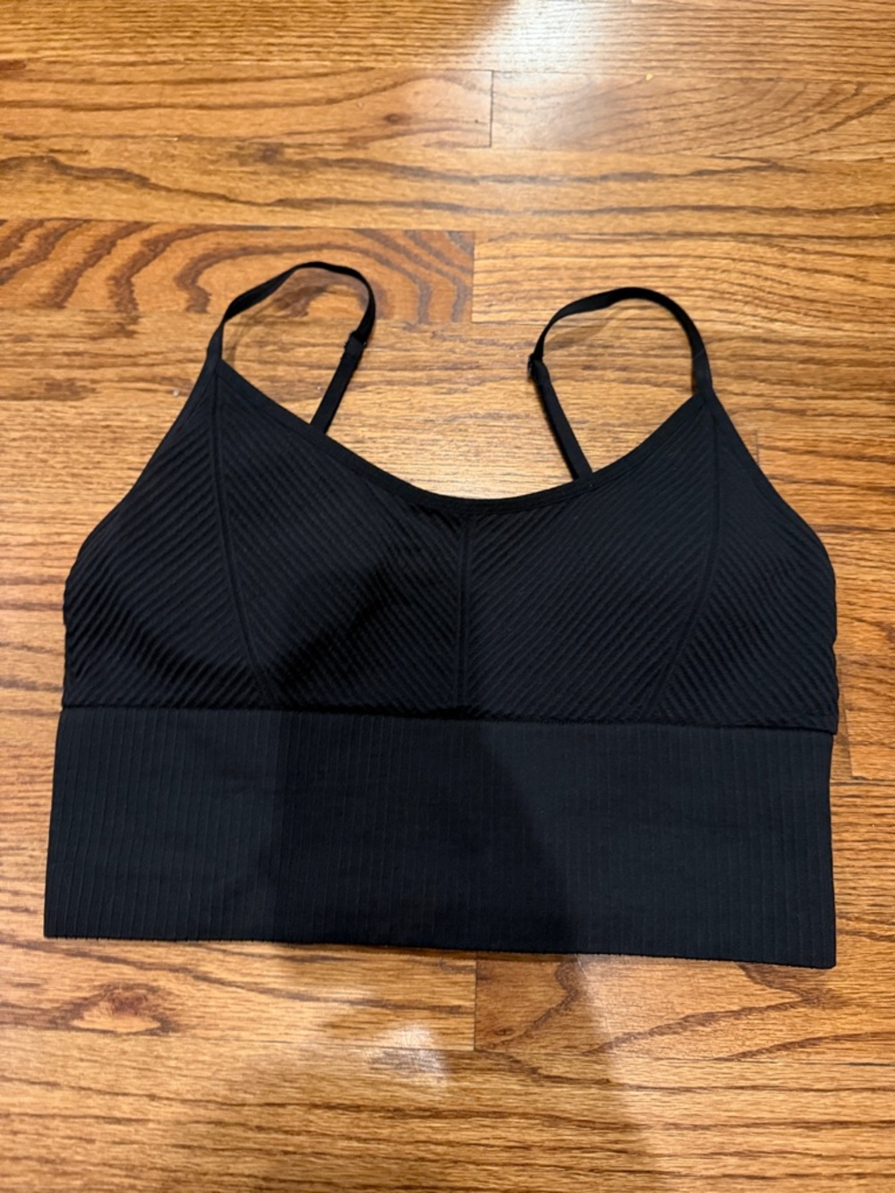 PINK Victoria's Secret Black Ribbed Seamless Bralette/Sports Bra, Size Medium